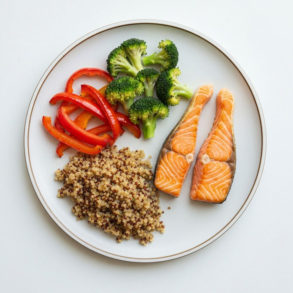 Assiette équilibrée avec portions proportionnées