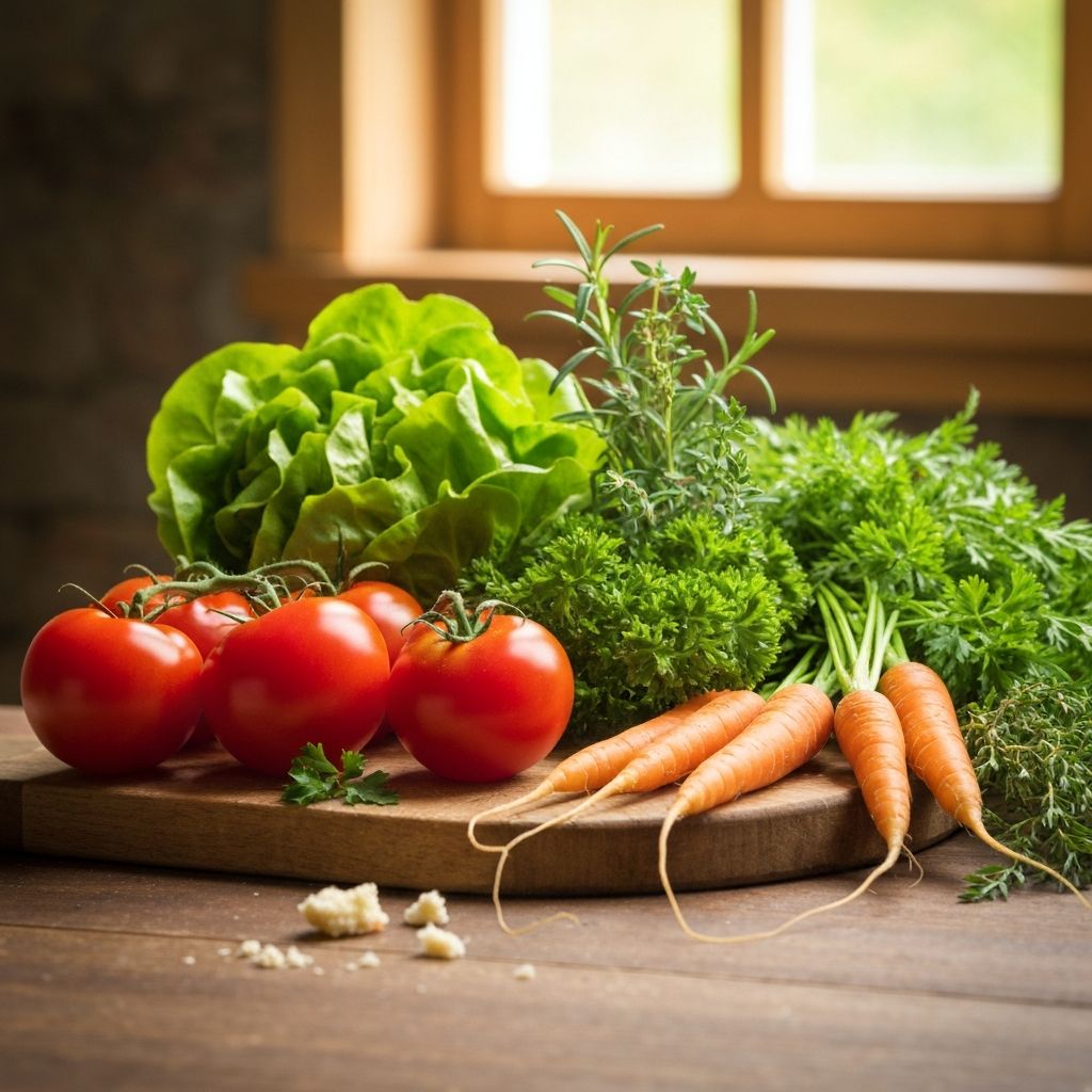 Légumes frais et herbes aromatiques