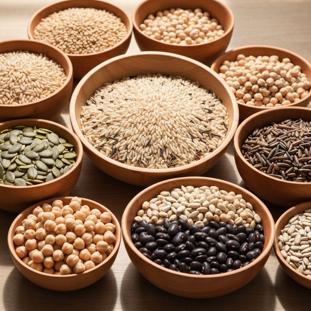 Céréales complètes, légumineuses et graines